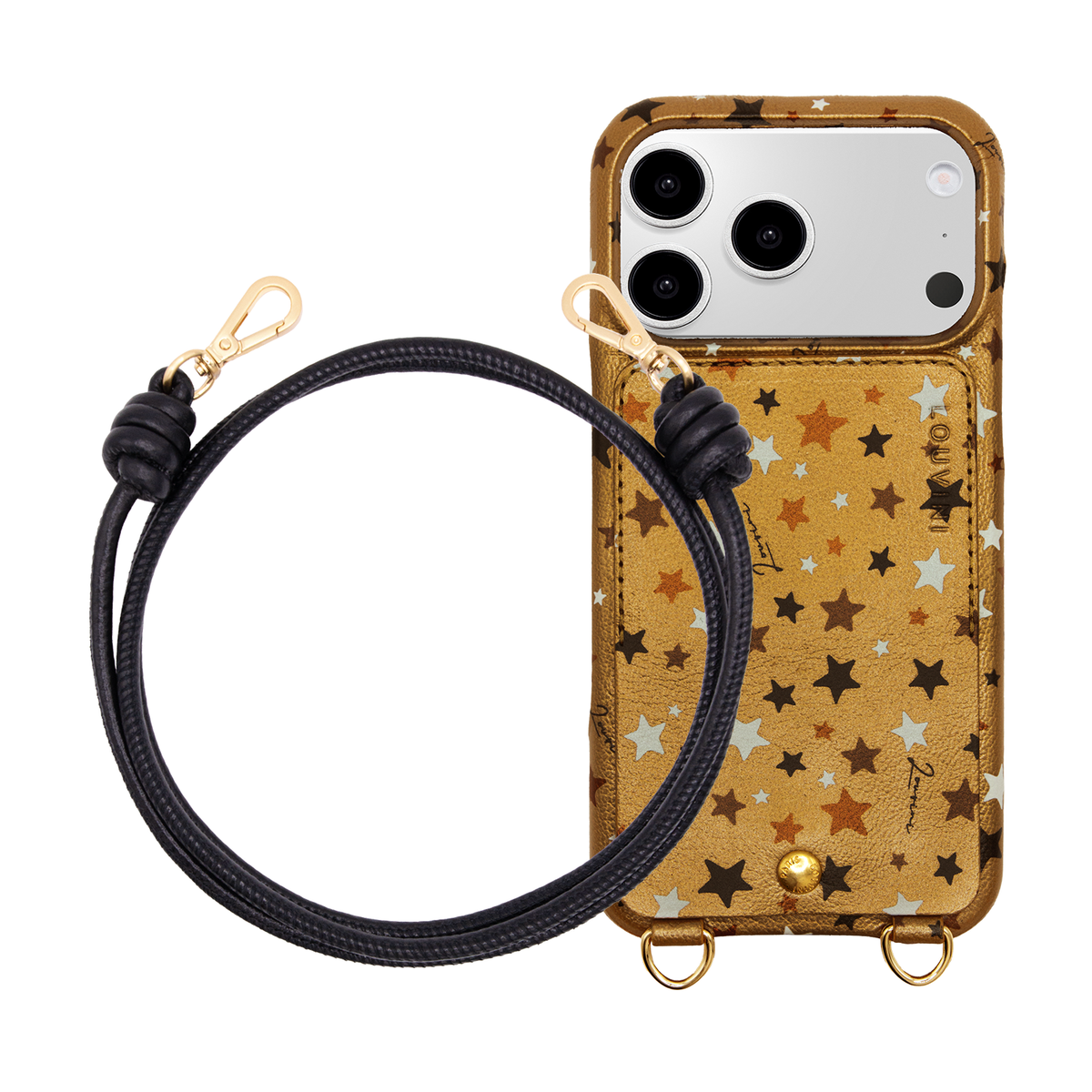 LOU Gold Stars iPhone Case & Cord KATE Black