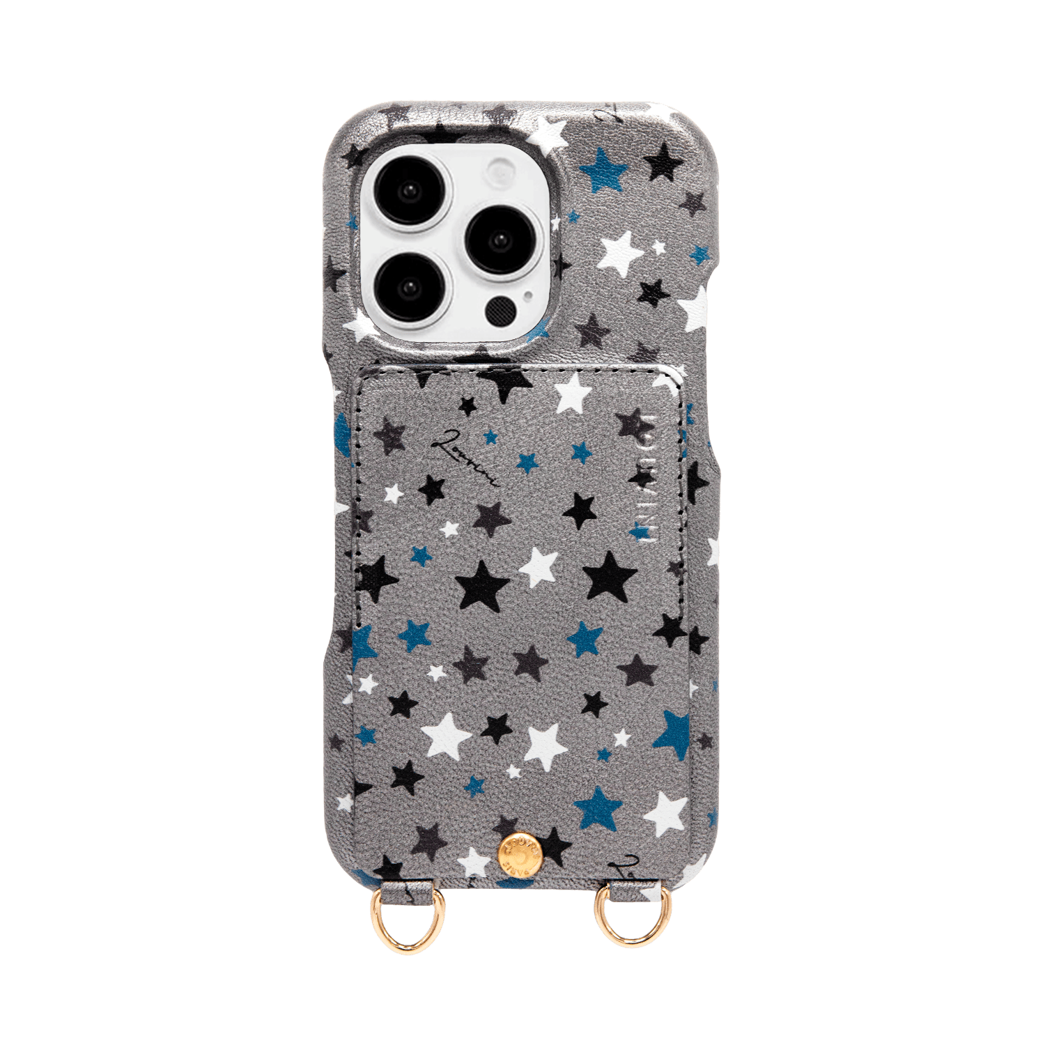 iPhone Leather Case with wallet and loops LOU - Silver Stars