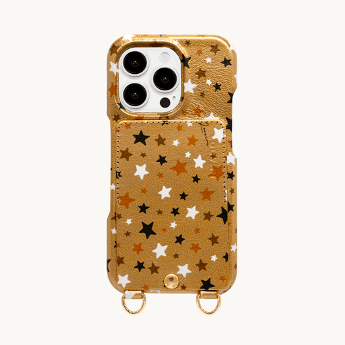 iPhone Leather Case with wallet and loops LOU - Golden Stars