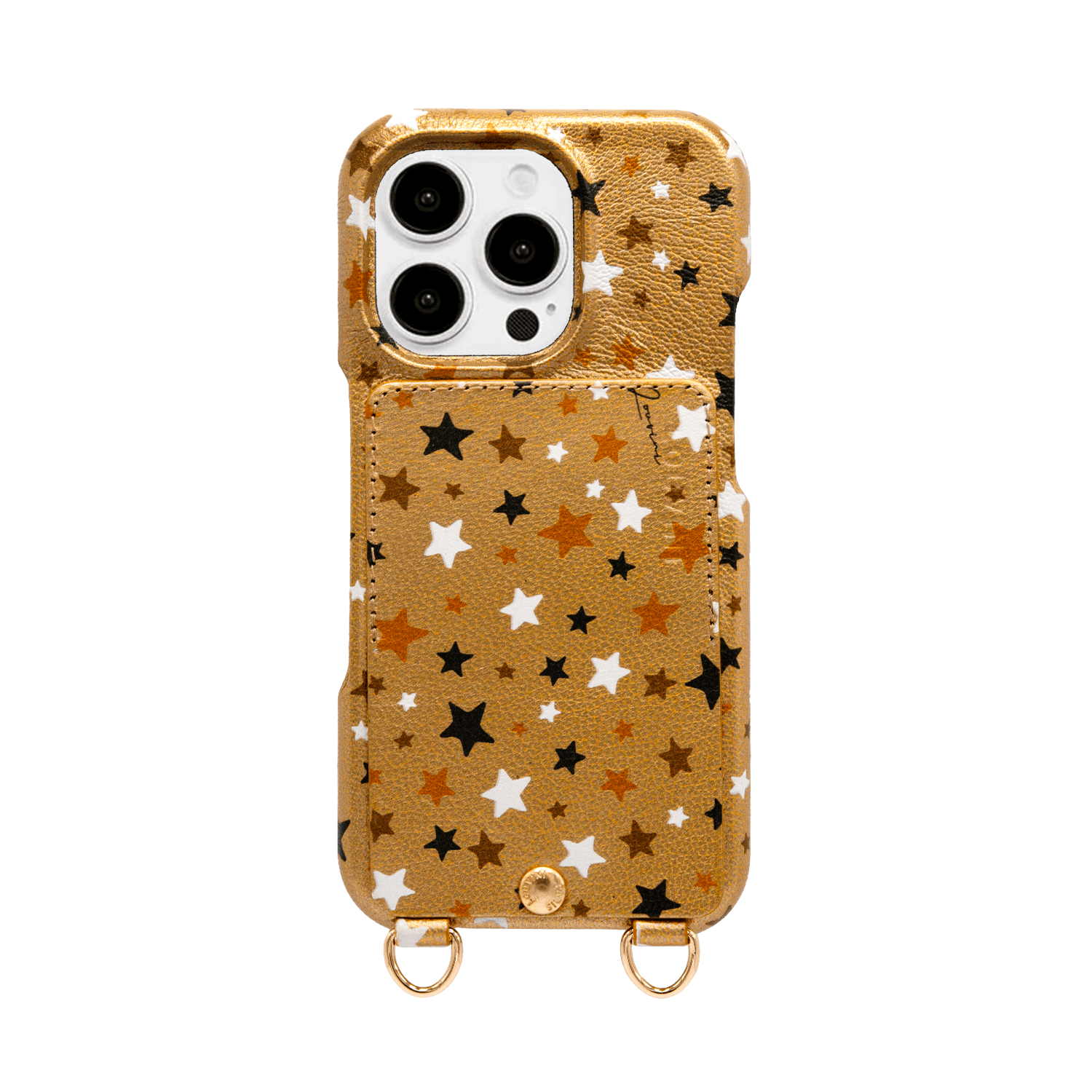 iPhone Leather Case with wallet and loops LOU - Golden Stars