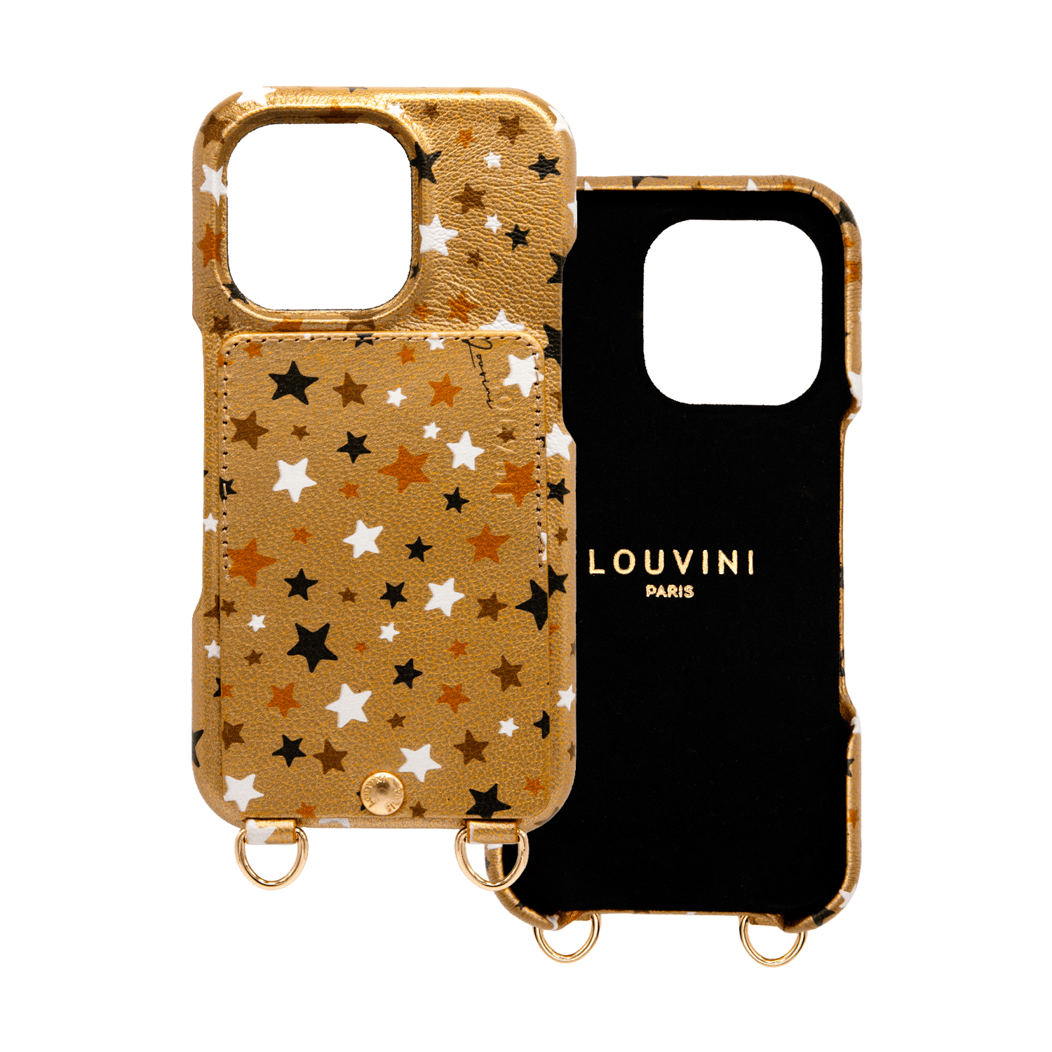 iPhone Leather Case with wallet and loops LOU - Golden Stars