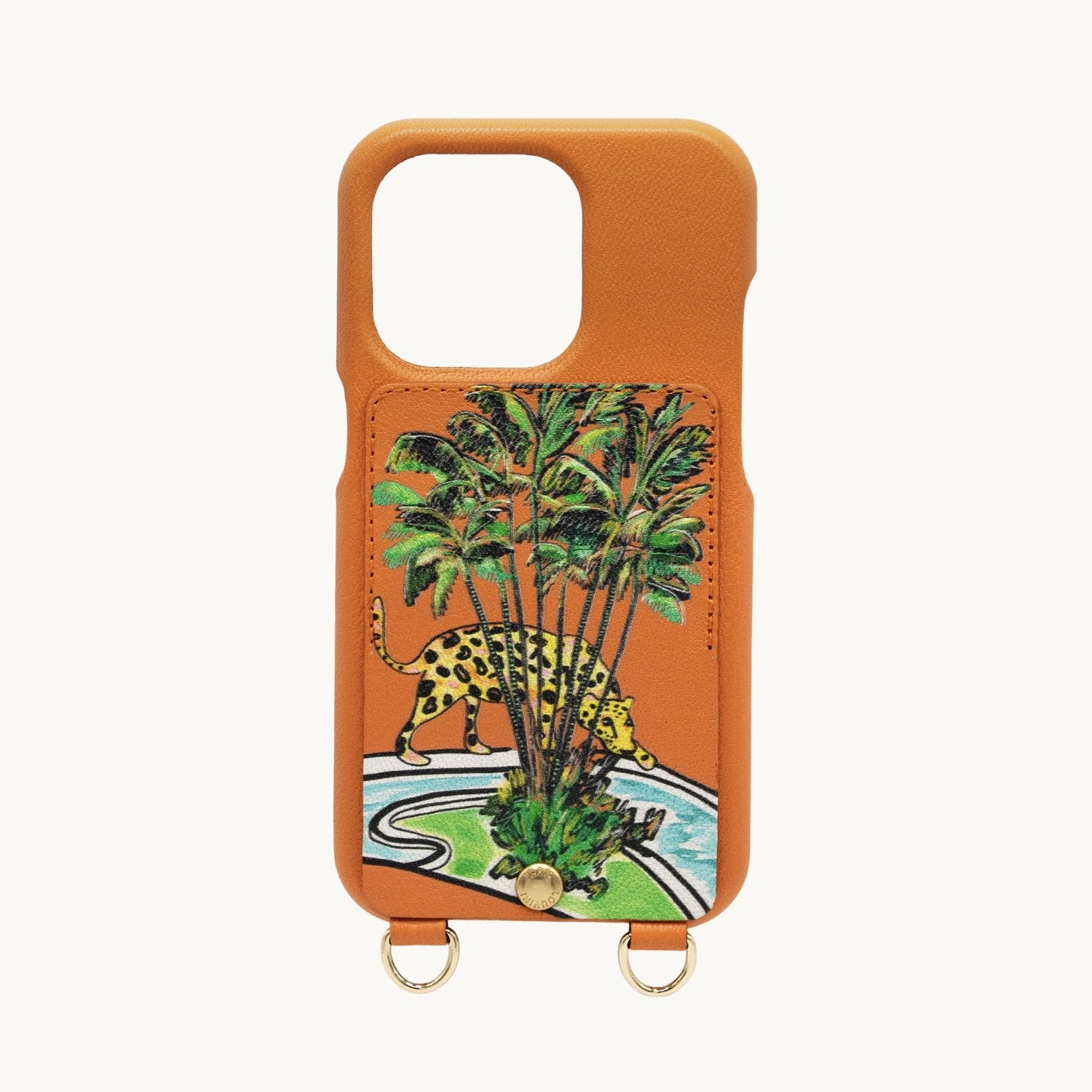 LEATHER IPHONE CASE WITH WALLET AND LOOPS LOU x FILIPE JARDIM - ORANGE