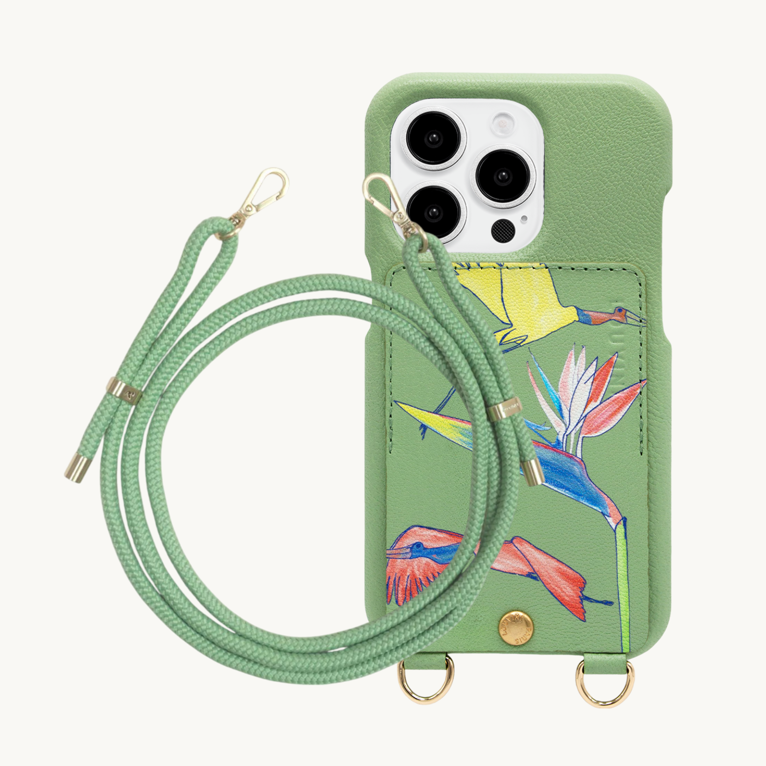 ensemble coque iPhone avec étui en cuir et cordon de téléphone