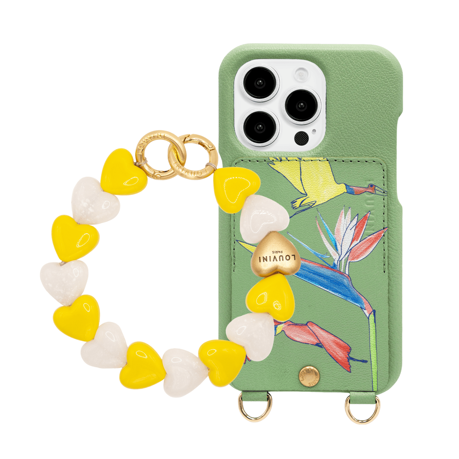 iPhone Case LOU x FILIPE JARDIM Khaki & PETIT CUORE Yellow White Bracelet