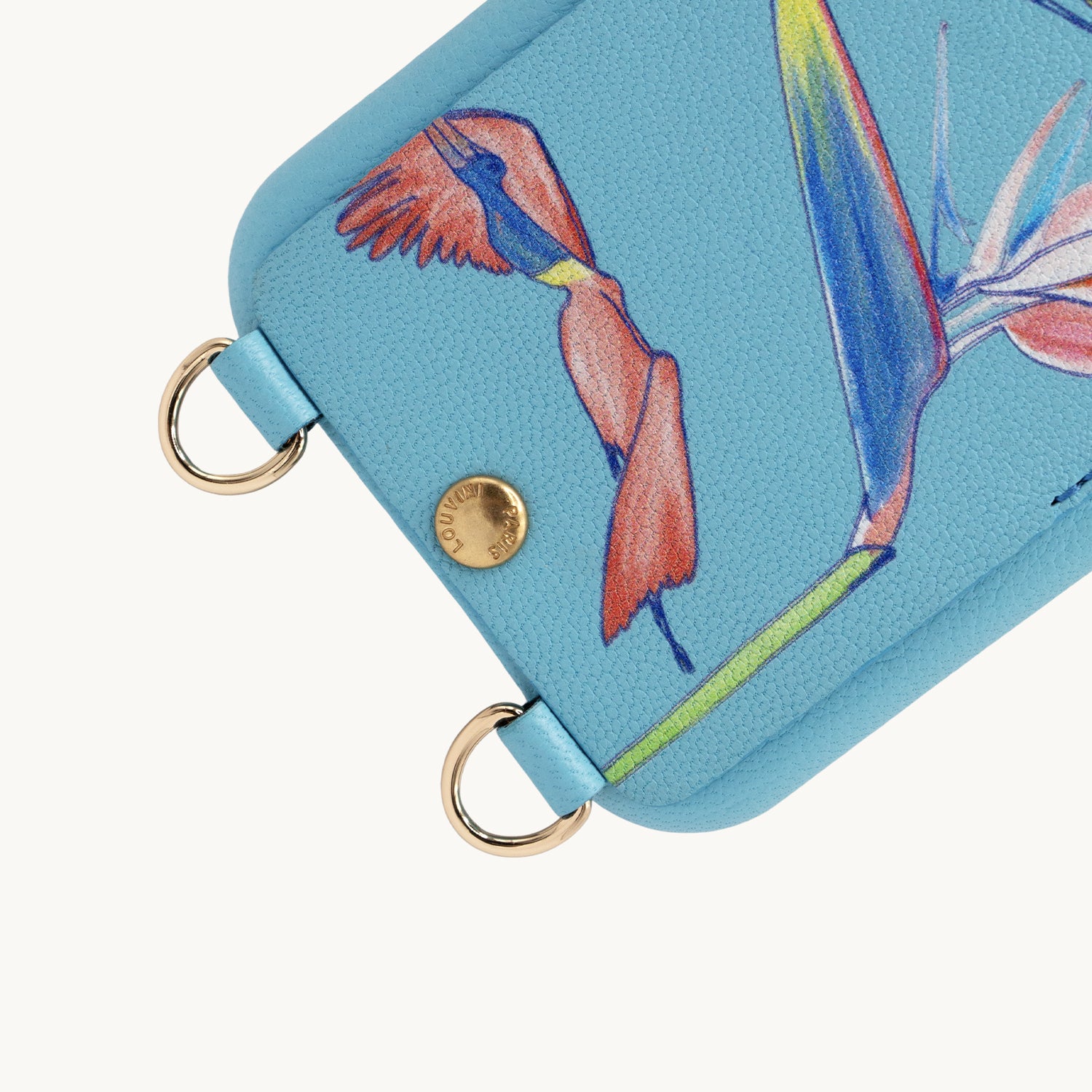 LEATHER IPHONE CASE WITH WALLET AND LOOPS LOU x FILIPE JARDIM - TURQUOISE