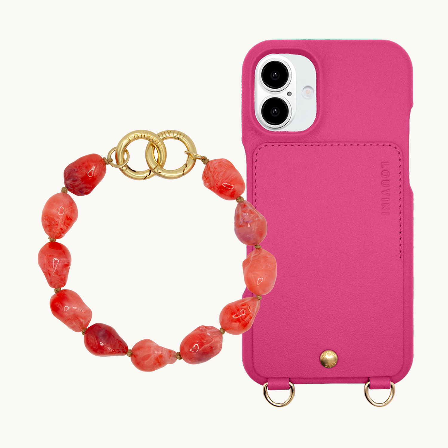 LOU Fuchsia iPhone Case & PETIT ROMY Coral bracelet