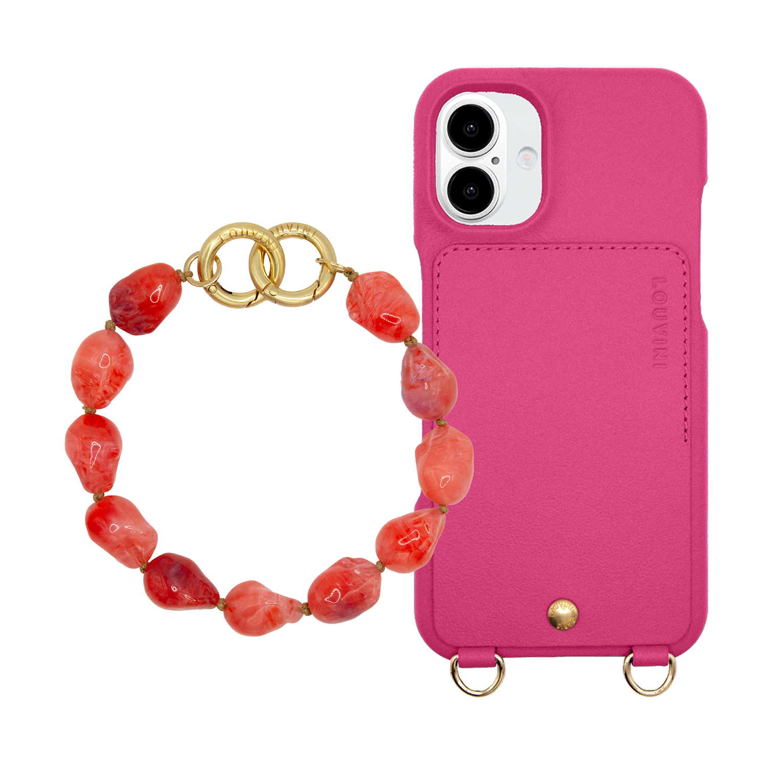 LOU Fuchsia iPhone Case & PETIT ROMY Coral bracelet