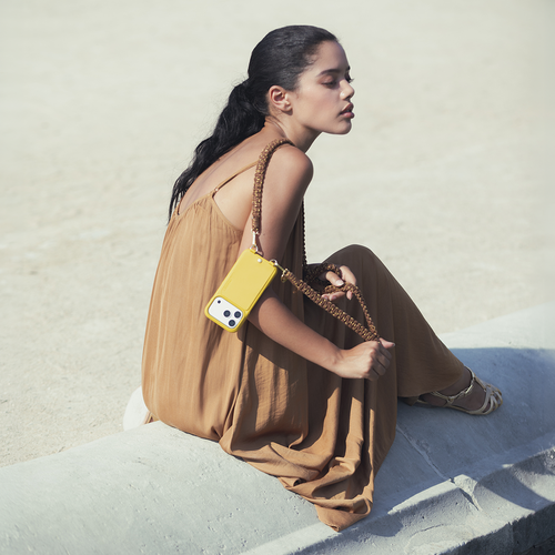 Leather iPhone Case with wallet and loops LOU - YELLOW
