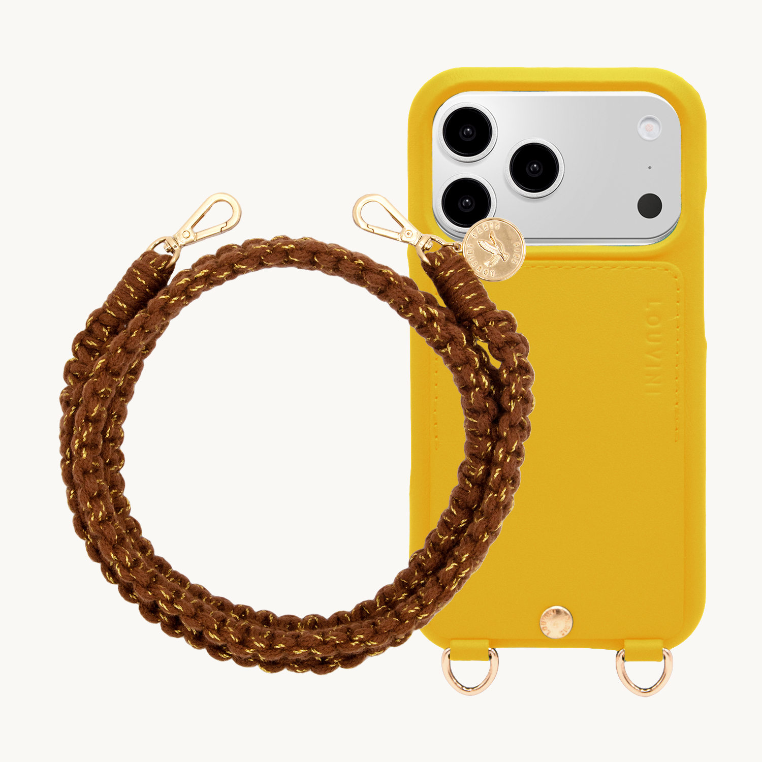 LOU iPhone Case Yellow & PALMA Cord Brown