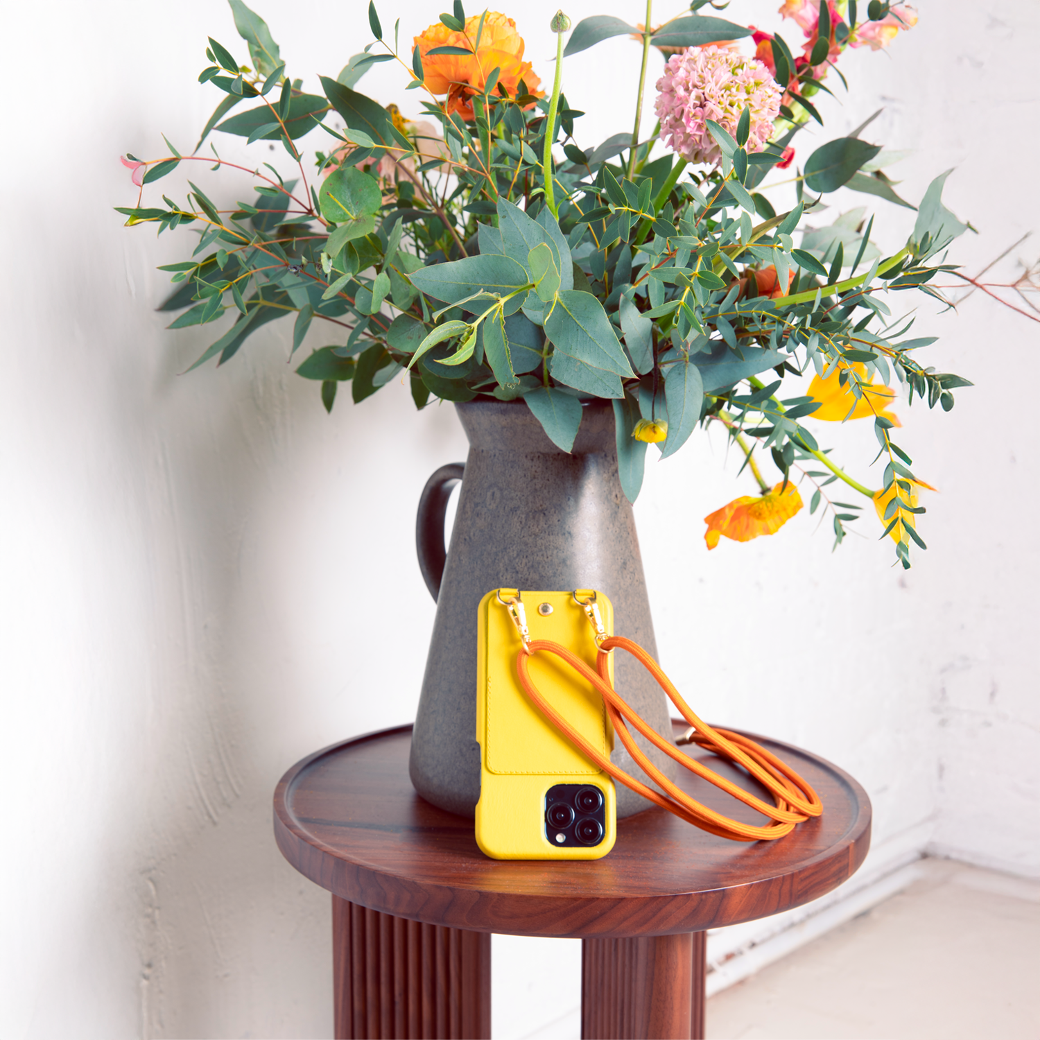 cordon pour téléphone ajustable jaune orange 