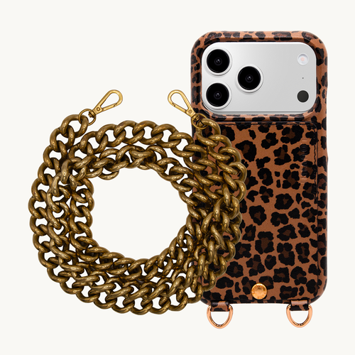 LOU LEOPARD LEATHER CASE & LENA CHAIN