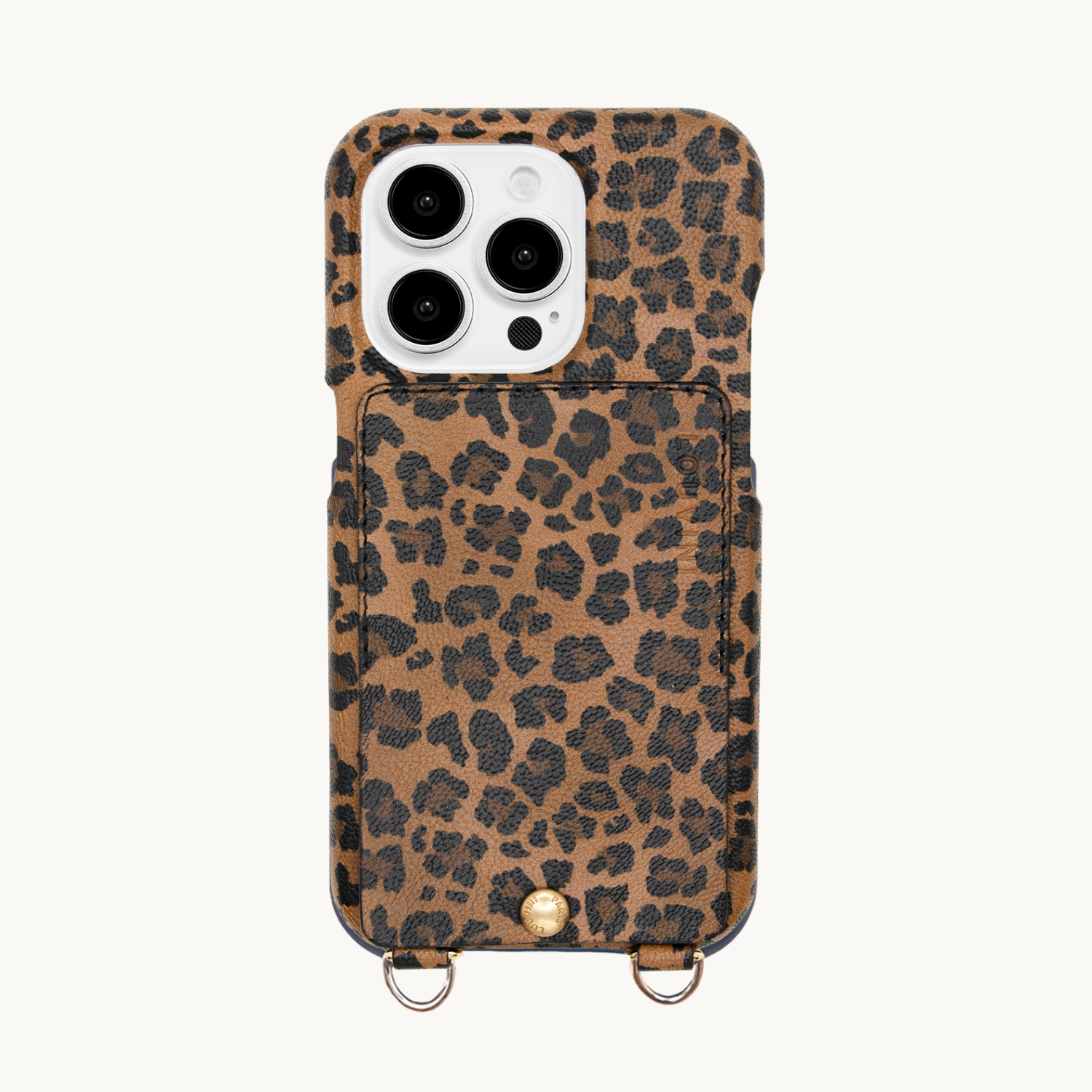 LEATHER IPHONE CASE WITH WALLET AND LOOPS LOU - LEOPARD