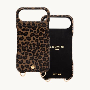 新品未使用【LOUVINI】iphone16 pro ケース　LOU iPhone Leather Case with wallet and loops LOU - LEOPARD