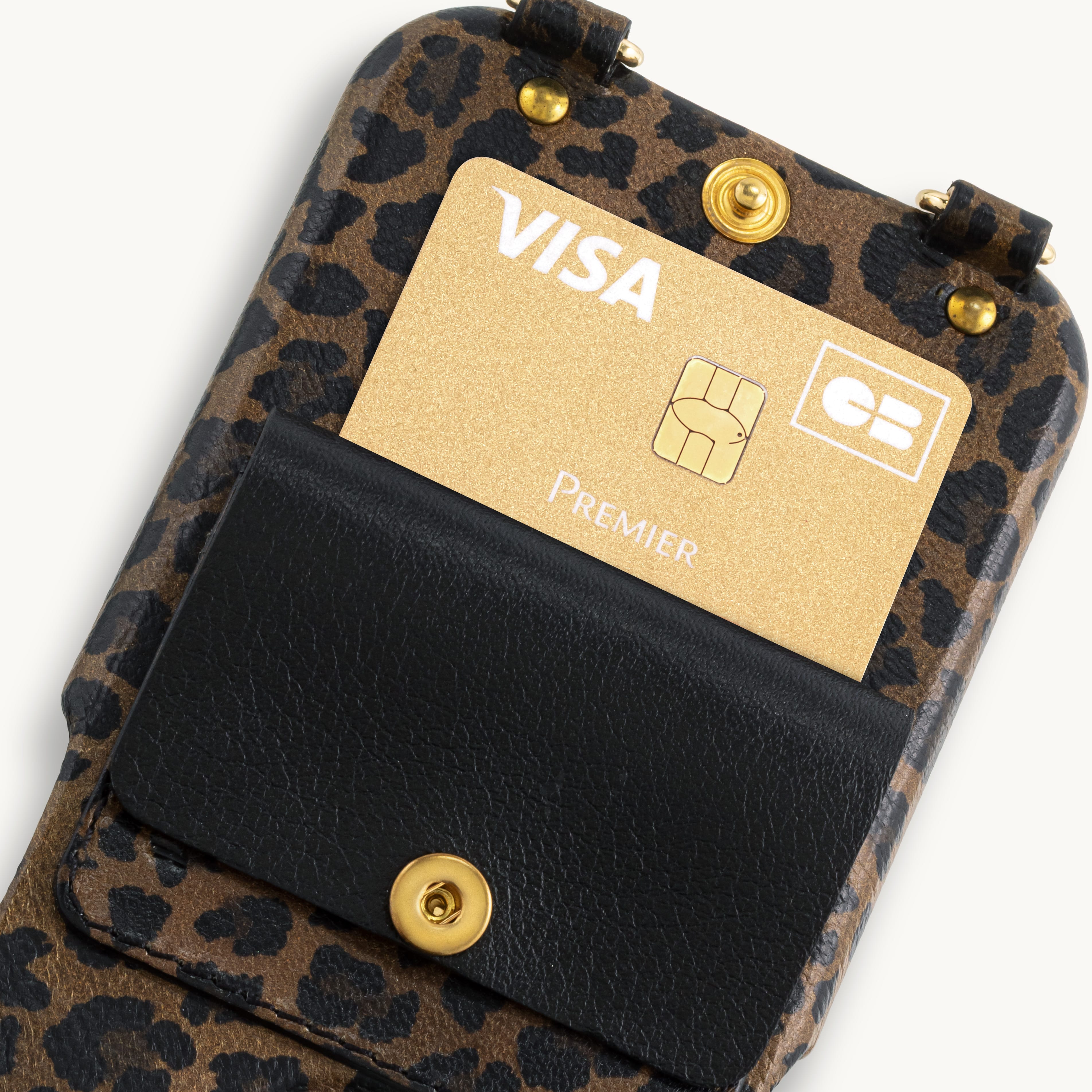 LOUVINI PARIS LOU LEOPARD iPhone16 ケース iPhone Leather Case with wallet and loops LOU - LEOPARD
