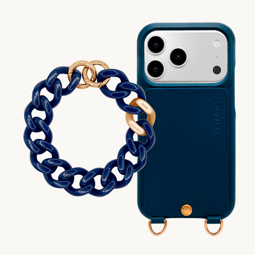 LOU Navy Leather Case & PETIT ZOE Navy Chain