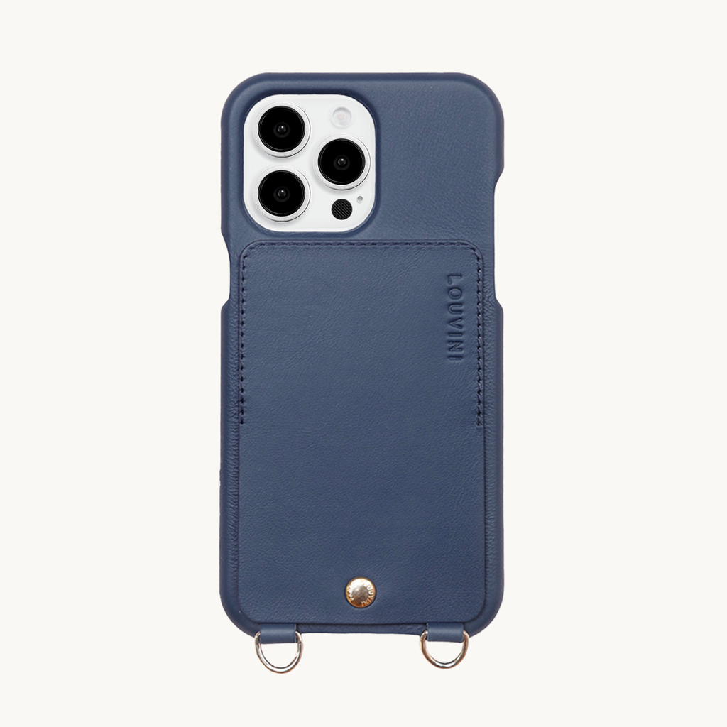 iPhone Leather Case with wallet and loops LOU - NAVY