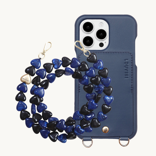 ensemble coque iPhone avec étui en cuir et chaine en résine 