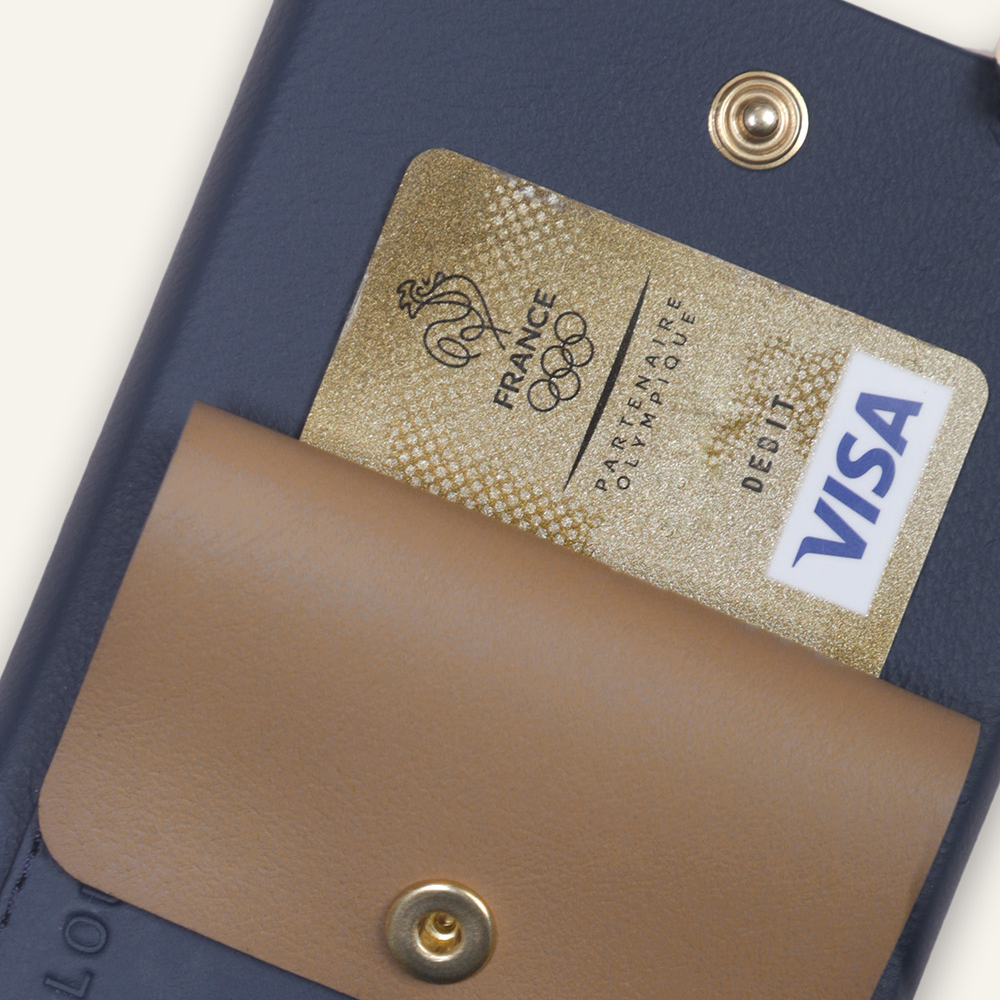 iPhone Leather Case with wallet and loops LOU - NAVY