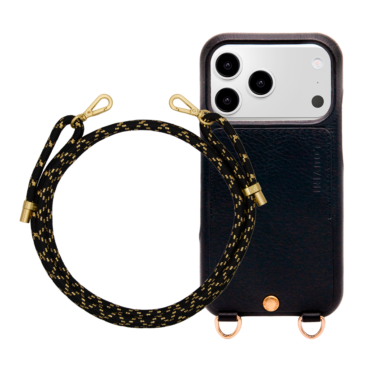 LOU Black iPhone Case & Cord TESSA Black-Gold