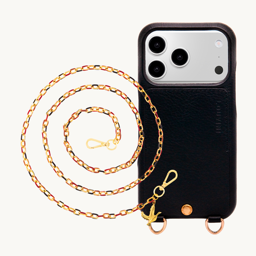 LOU Black Leather Case & MIA Burgundy-Black Chain