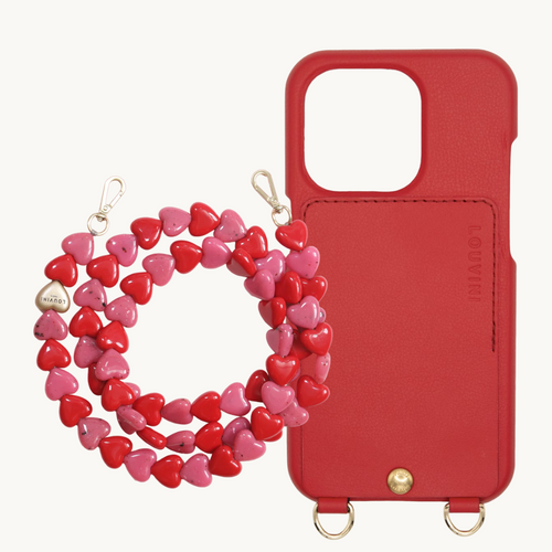 LOU Red Leather Case & CUORE Pink-Red Chain