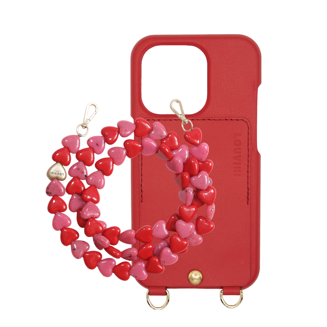 LOU Red Leather Case & CUORE Pink-Red Chain