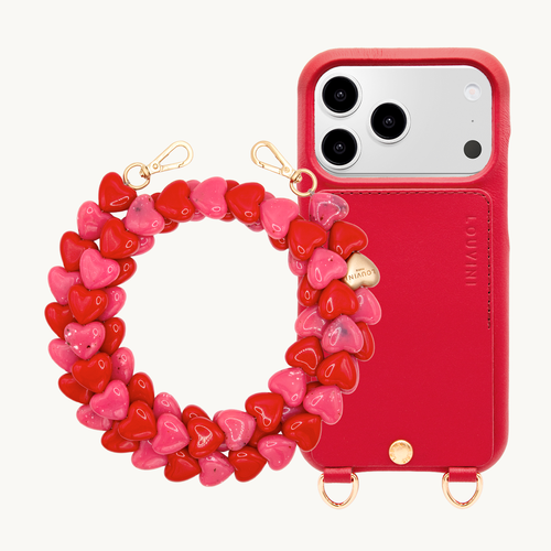 LOU Red Leather Case & CUORE Pink-Red Chain