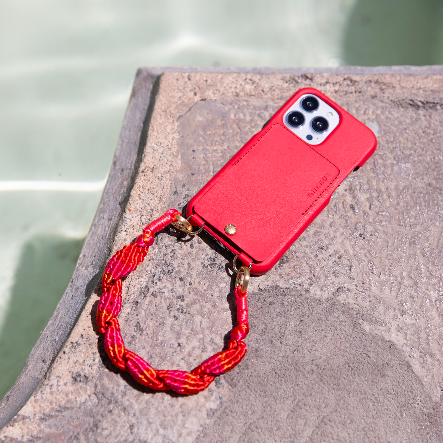 iPhone Leather Case with wallet and loops LOU - Red