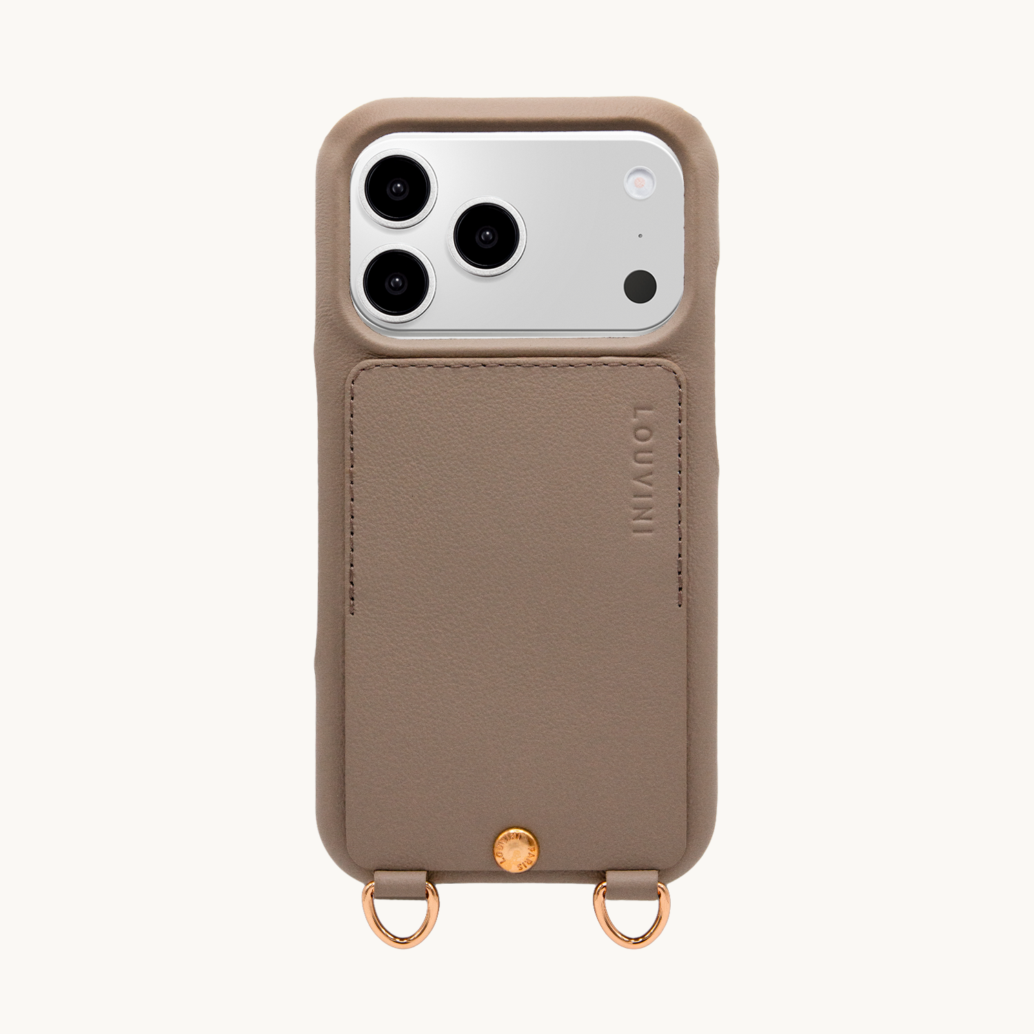 iPhone Leather Case with wallet and loops LOU - Taupe