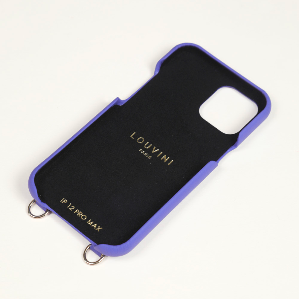 Coque iPhone cuir porte carte avec anneaux LOU violet personnalisable