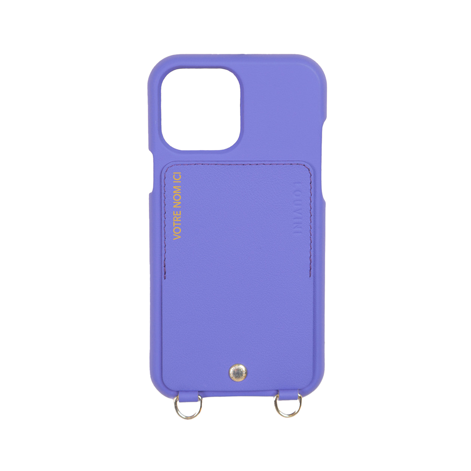 LEATHER IPHONE CASE WITH WALLET AND LOOPS LOU - PURPLE (PERSONALISABLE)