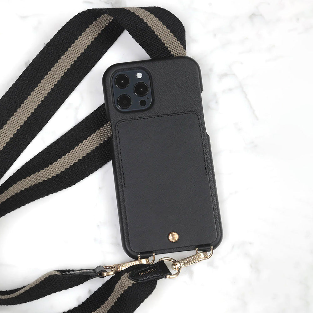 LOU Black Leather Case & OLYMPE Black-Khaki Cord