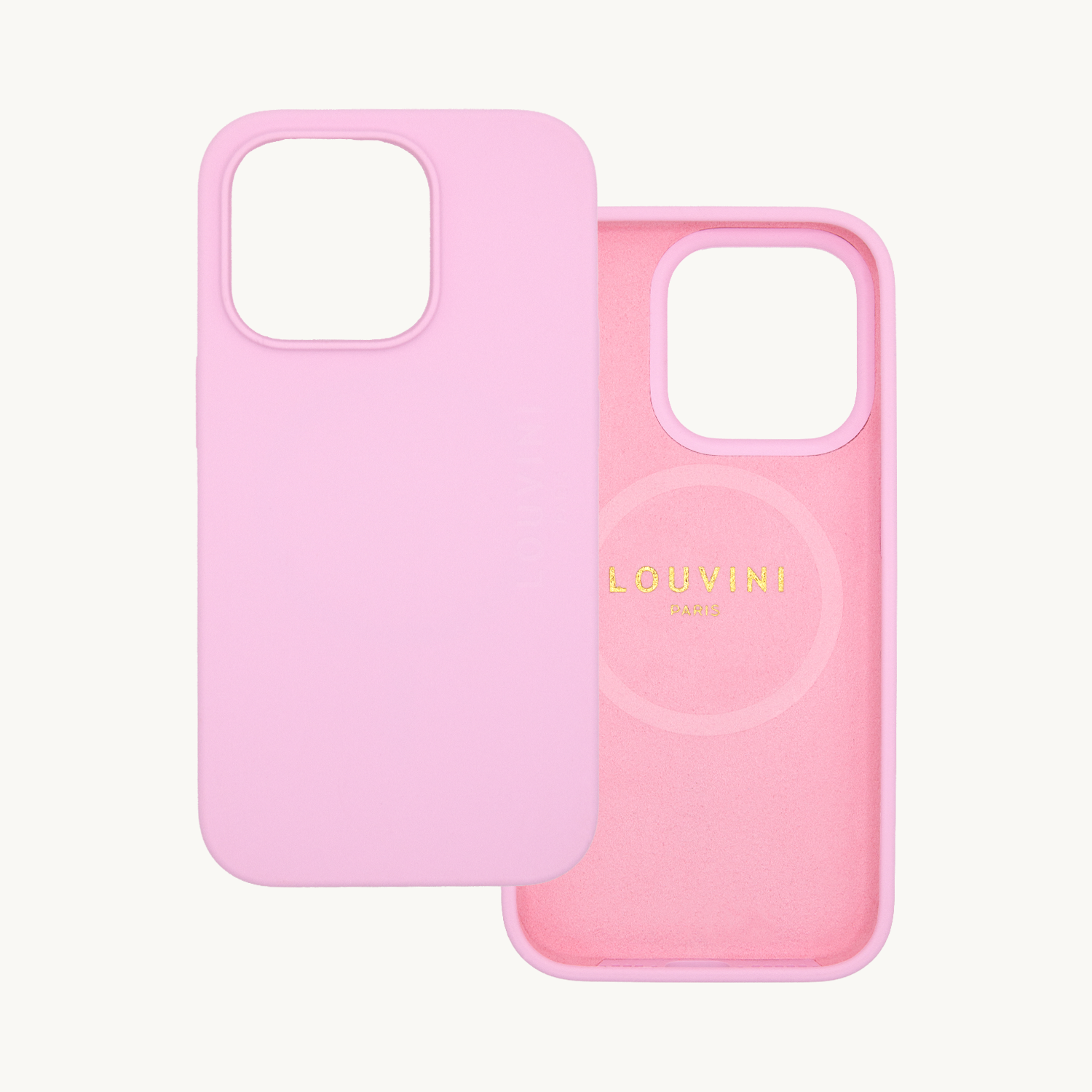 coque iPhone 14 Pro silicone rose double face