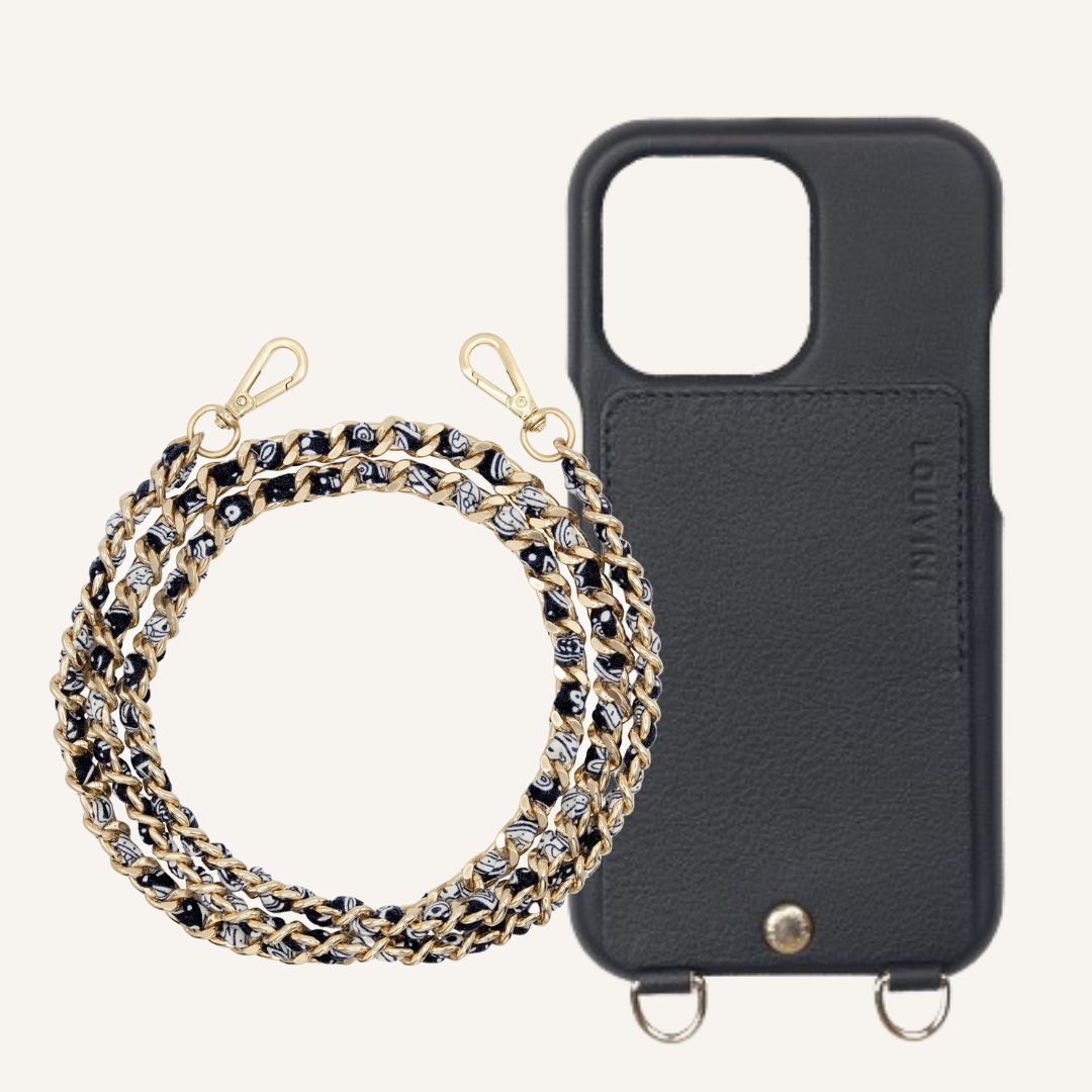 LOU Black Leather Case & BONNIE Black Chain