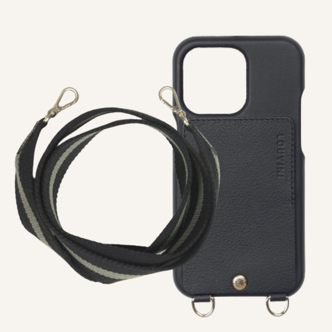 LOU Black Leather Case & OLYMPE Black-Khaki Cord