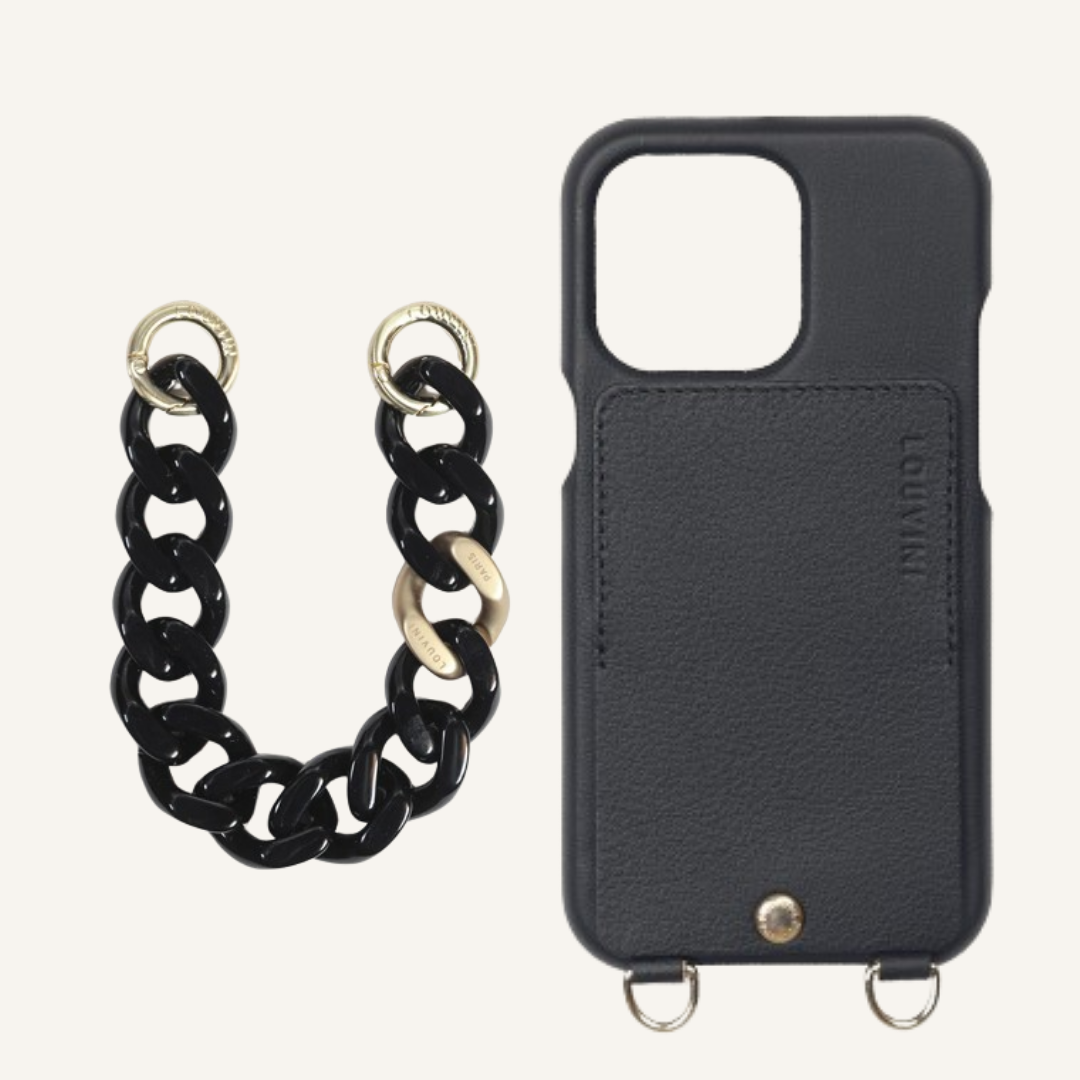 LOU Black Leather Case & PETIT ZOE Black Chain