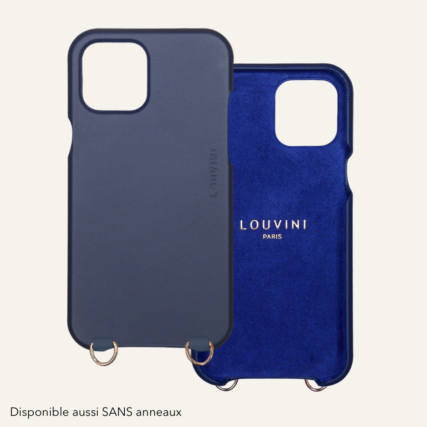 LEATHER IPHONE CASE WITH LOOPS AND MAGSAFE MAX - NAVY