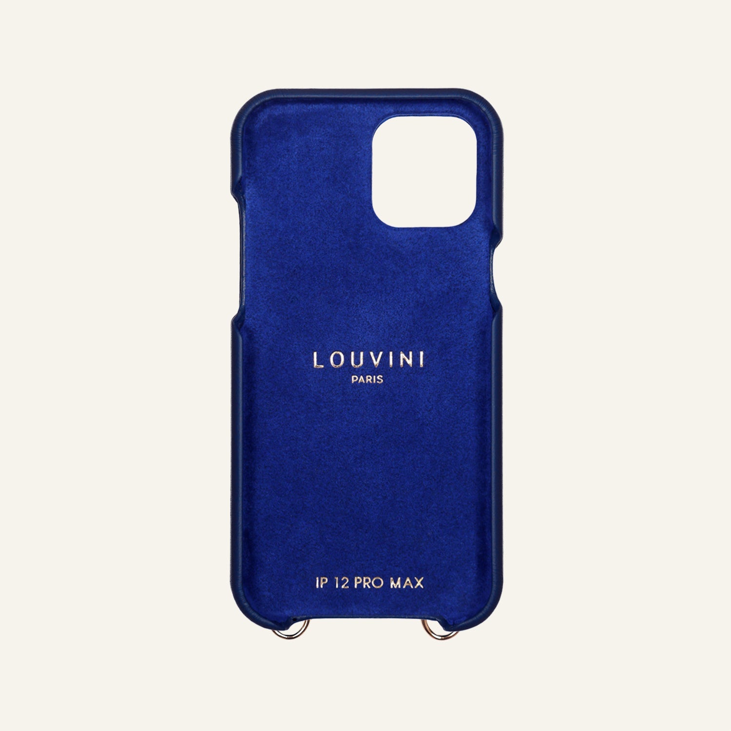 LEATHER IPHONE CASE WITH LOOPS AND MAGSAFE MAX - NAVY (PERSONALISABLE)