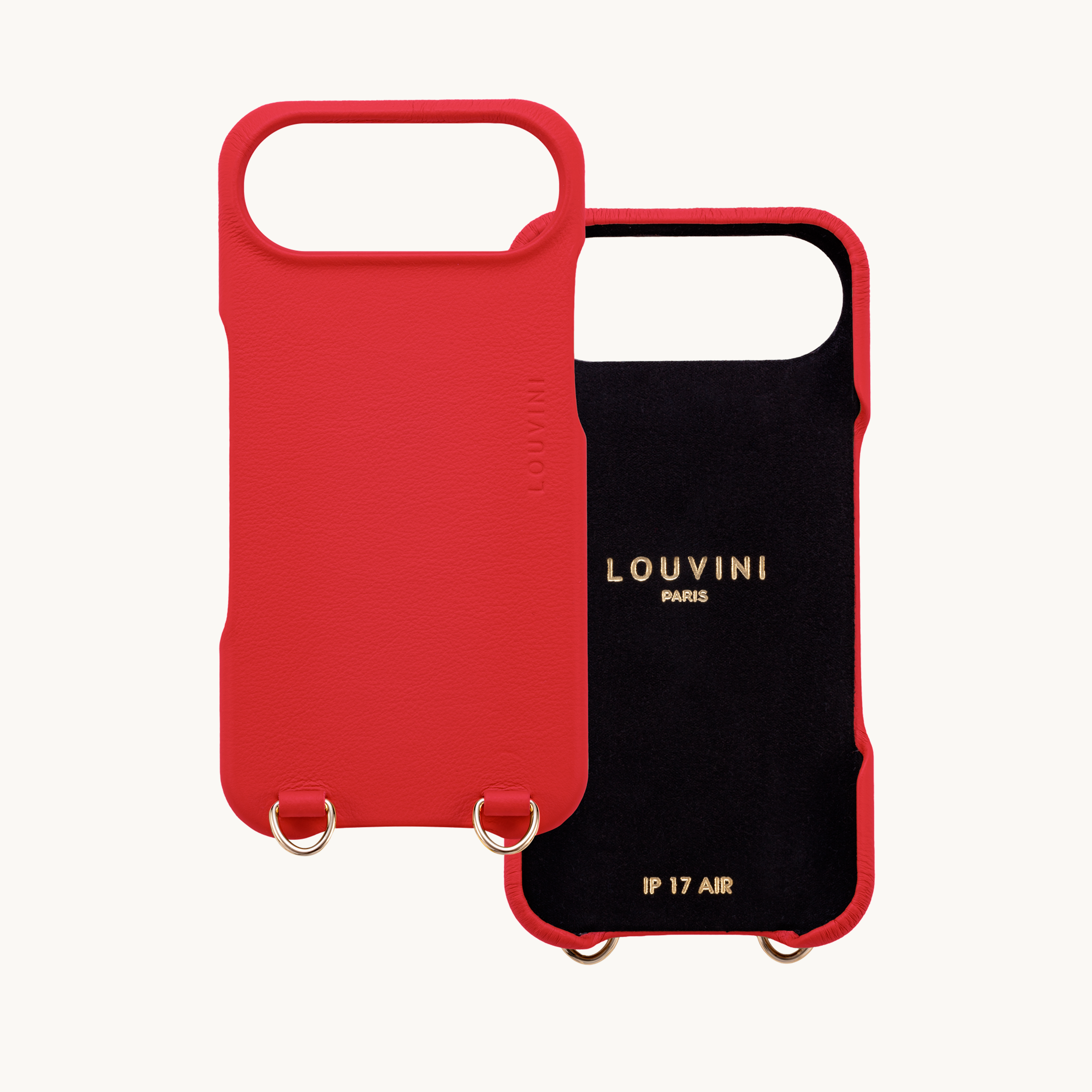 Leather iPhone Case with loops and MagSafe MAX - RED