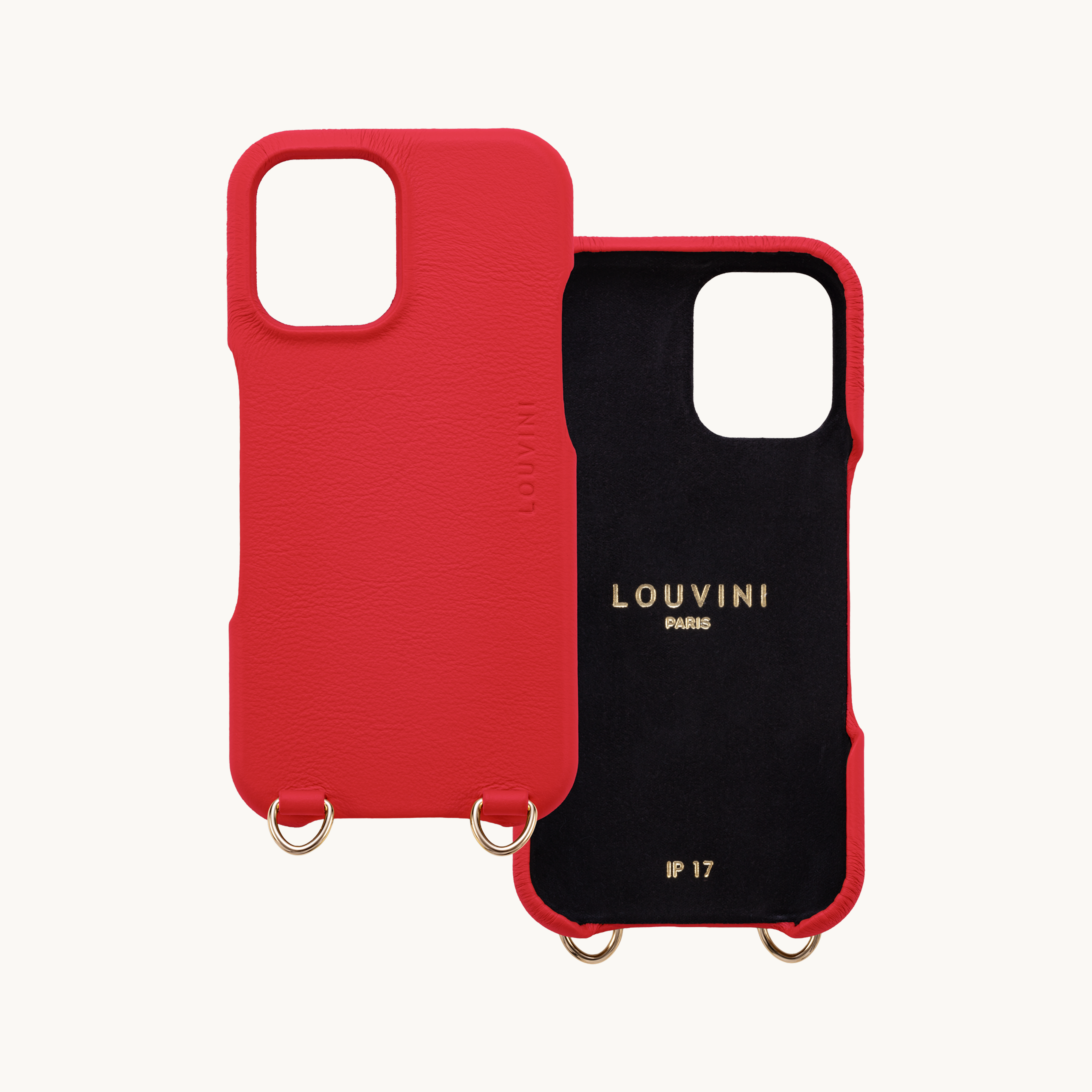 Leather iPhone Case with loops and MagSafe MAX - RED