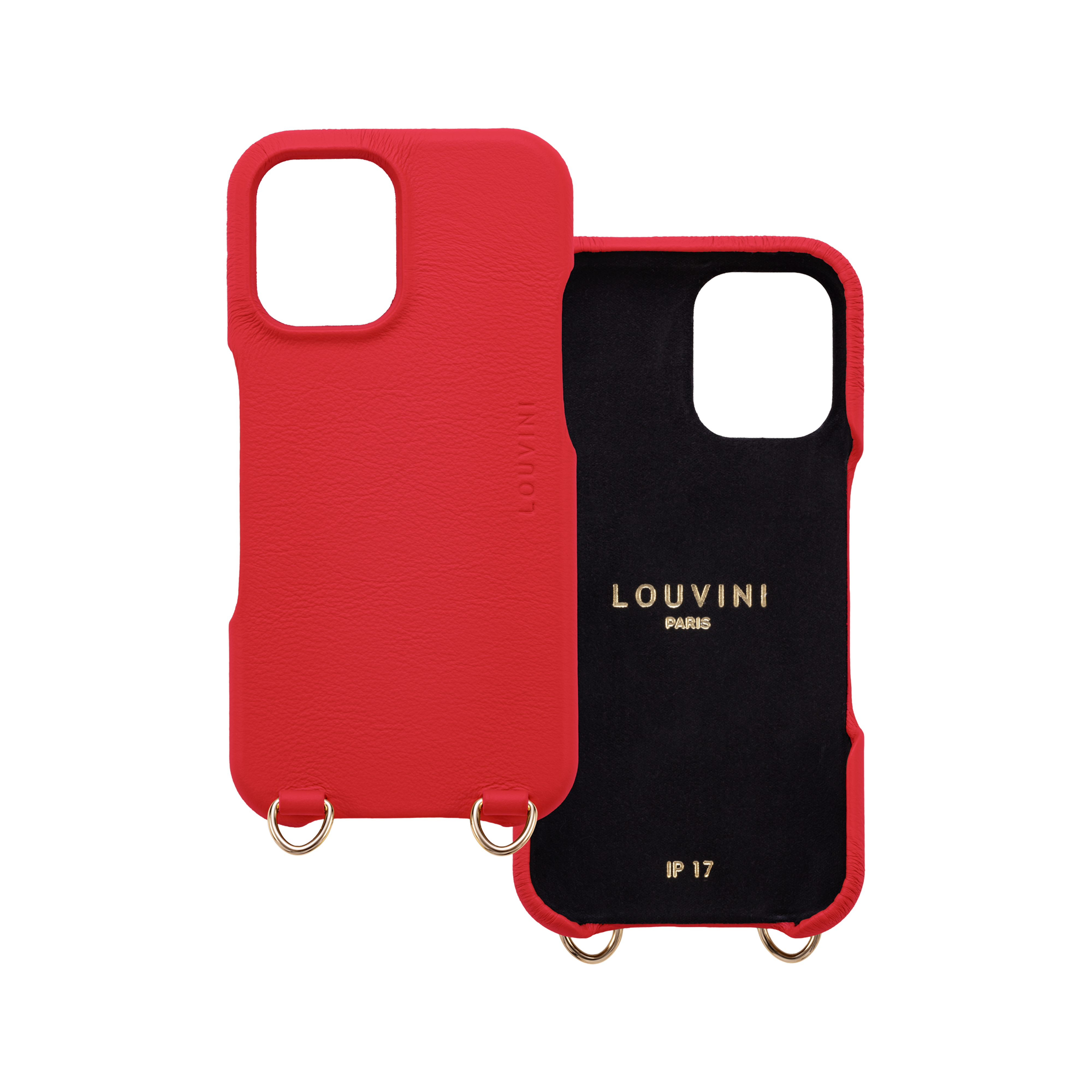 Leather iPhone Case with loops and MagSafe MAX - RED