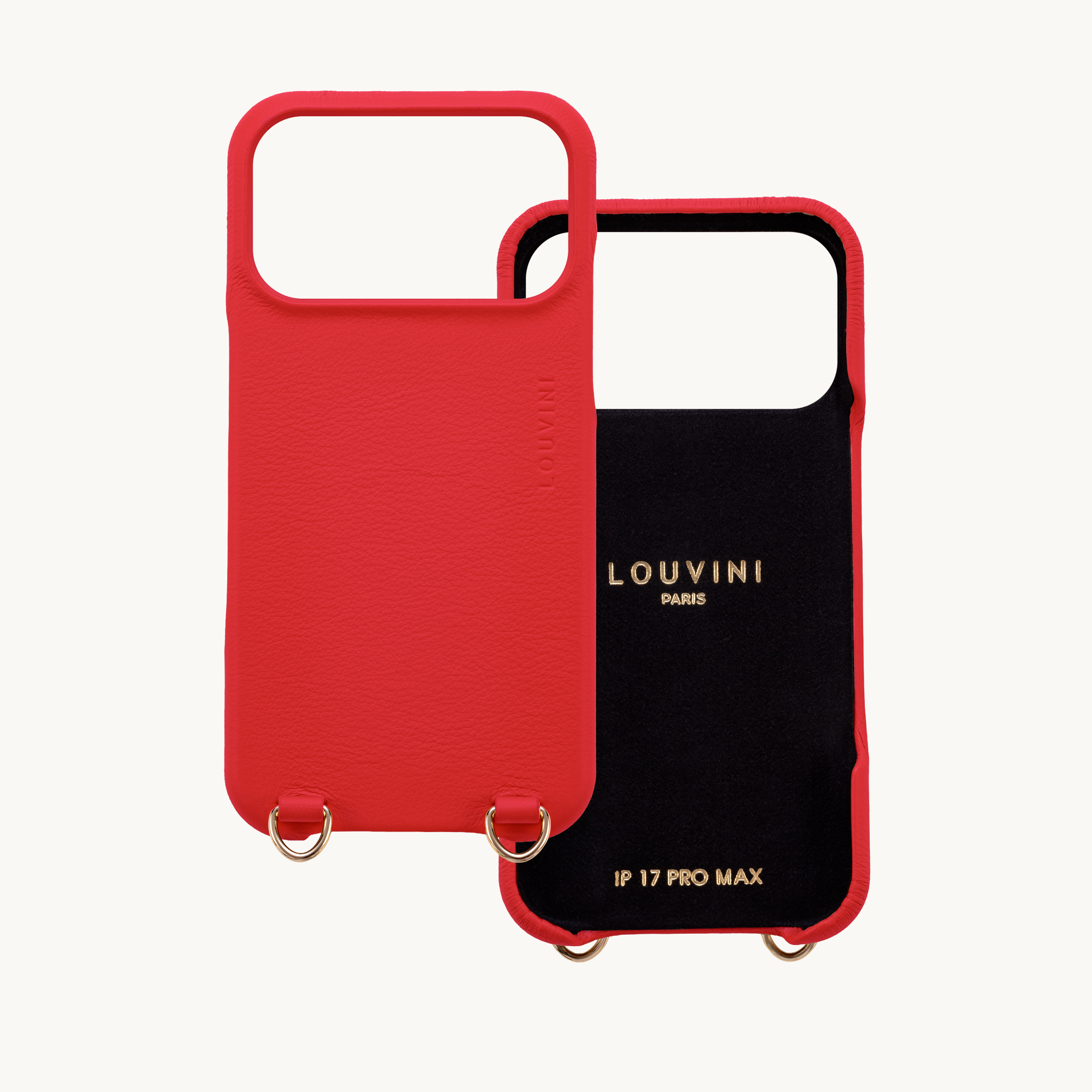 Leather iPhone Case with loops and MagSafe MAX - RED