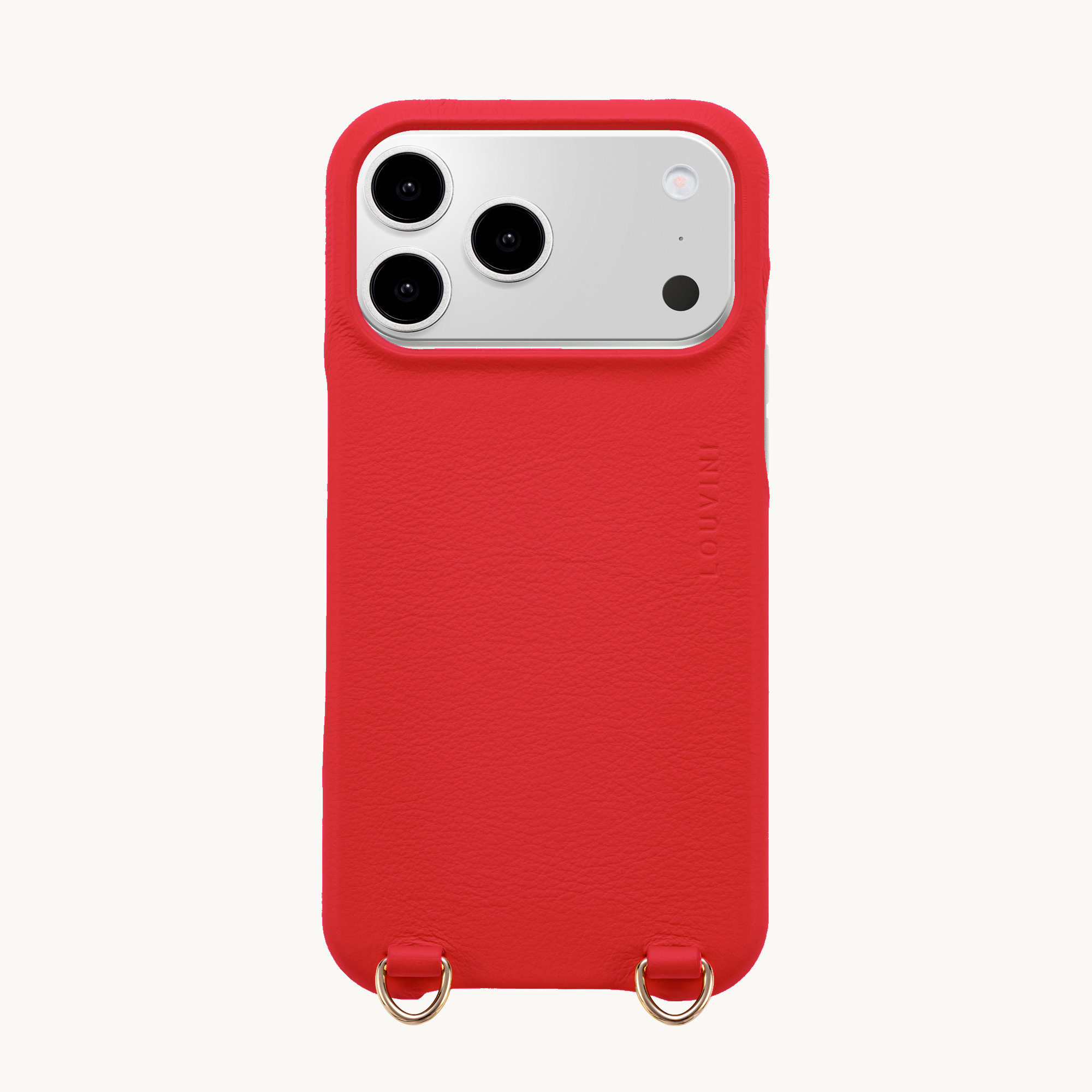 Leather iPhone Case with loops and MagSafe MAX - RED