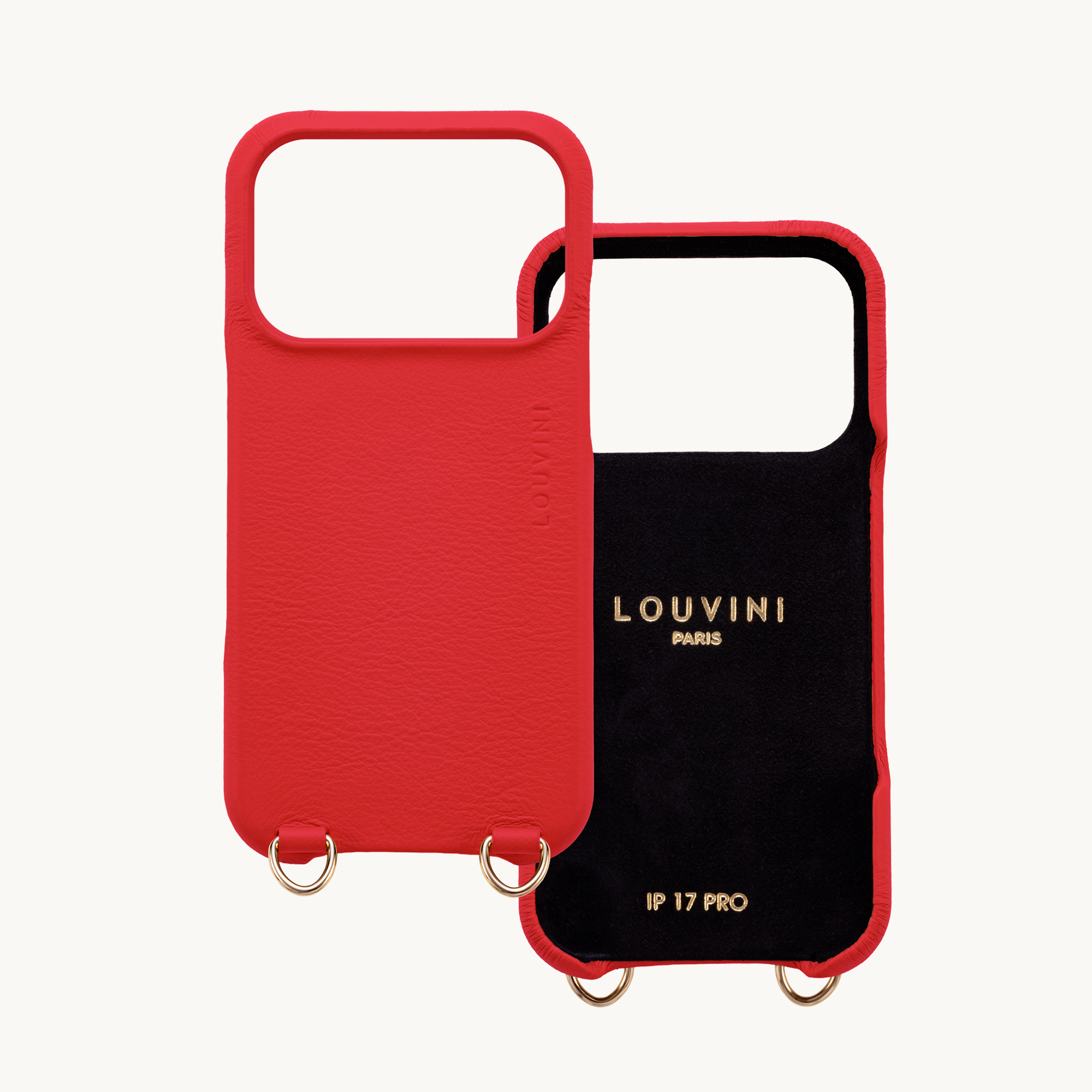 Leather iPhone Case with loops and MagSafe MAX - RED