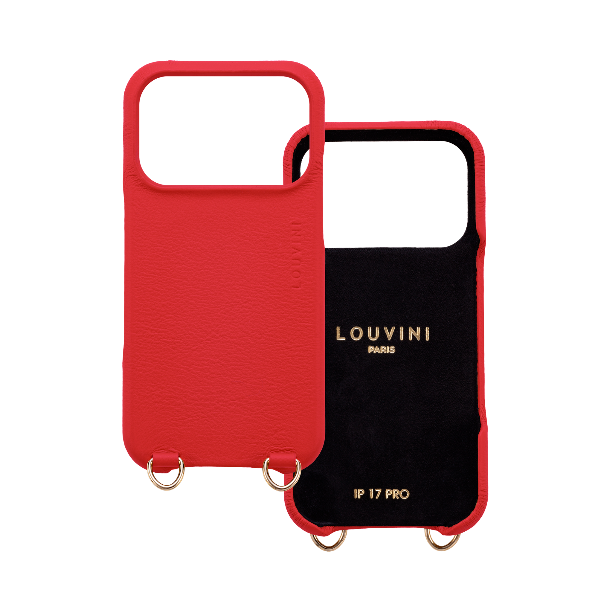 Leather iPhone Case with loops and MagSafe MAX - RED