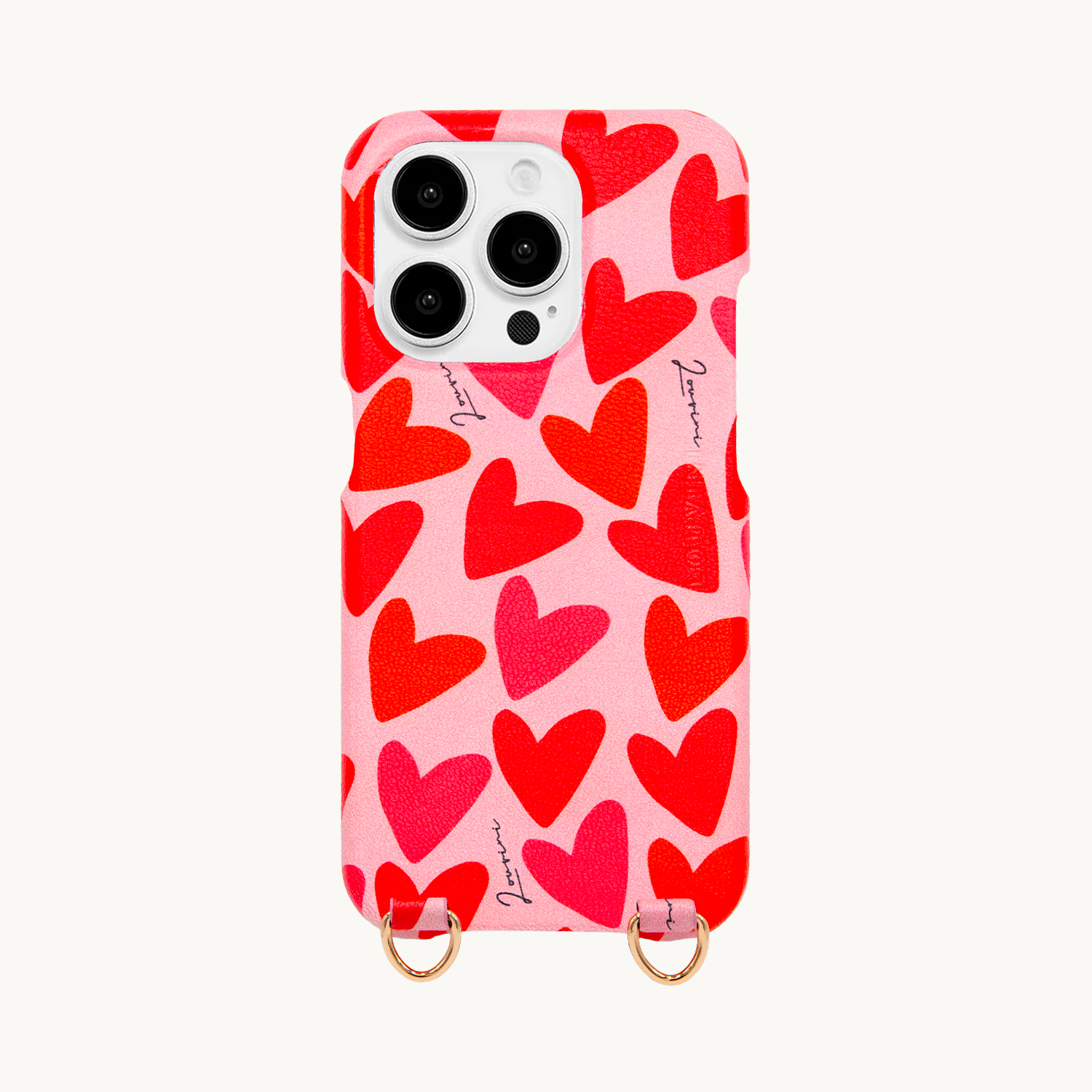 iPhone Leather Case with Rings MAX - Hearts