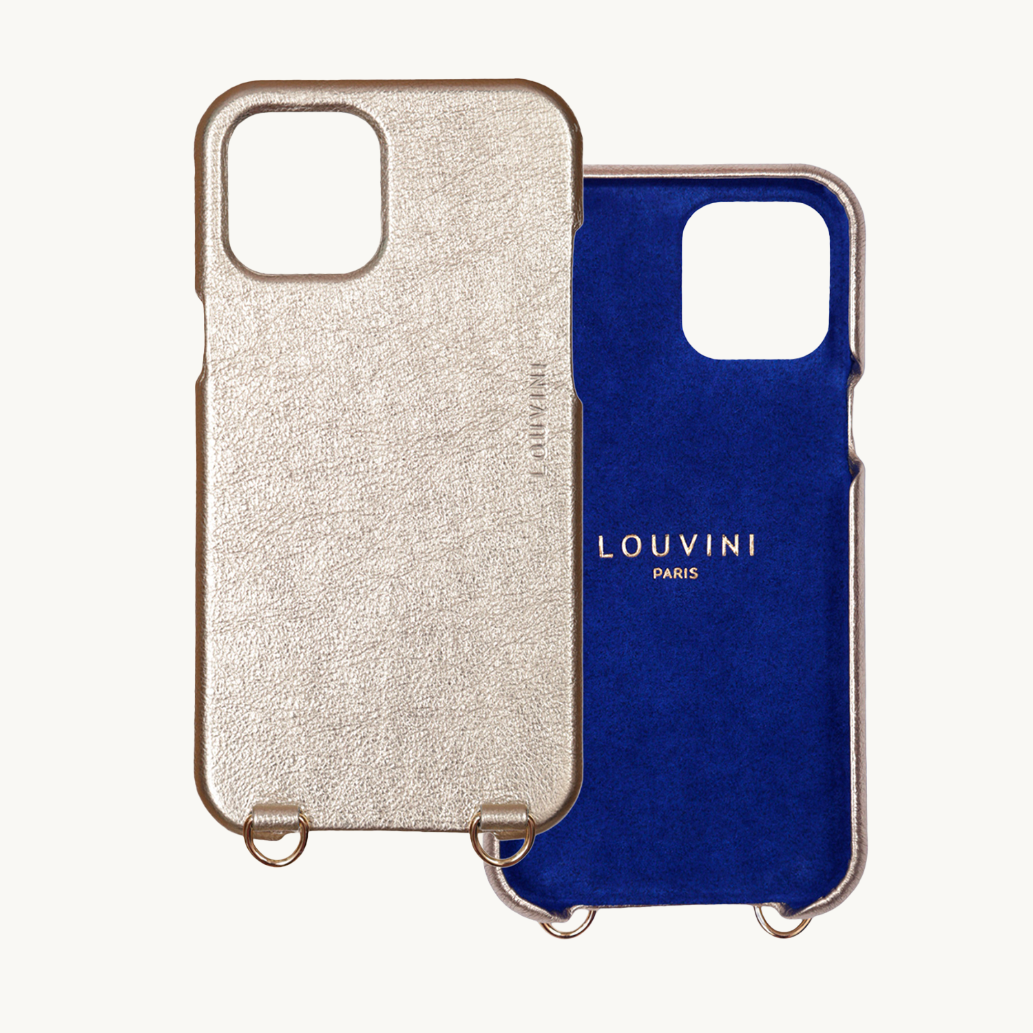 LEATHER IPHONE CASE WITH LOOPS AND MAGSAFE MAX - METALLIC GOLD