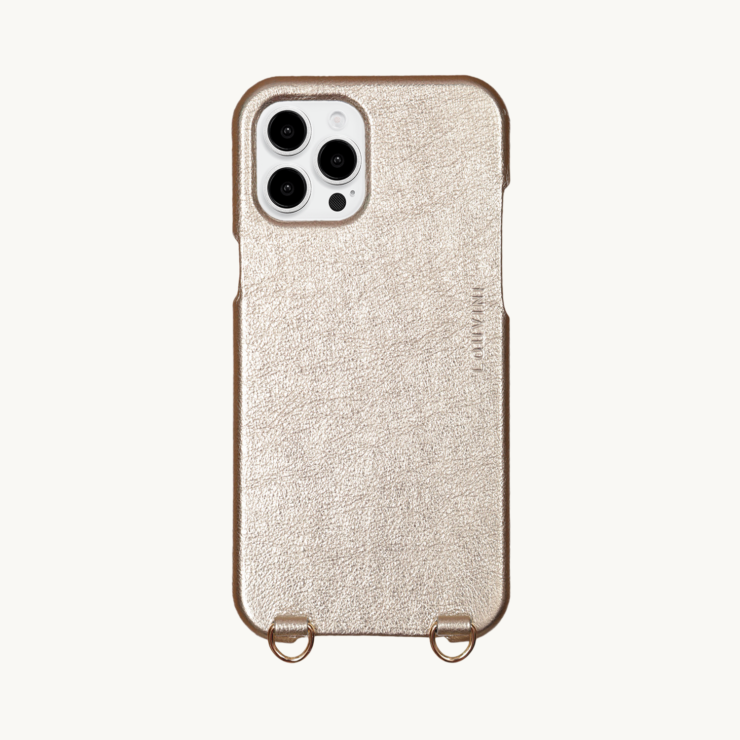 LEATHER IPHONE CASE WITH LOOPS AND MAGSAFE MAX - METALLIC GOLD