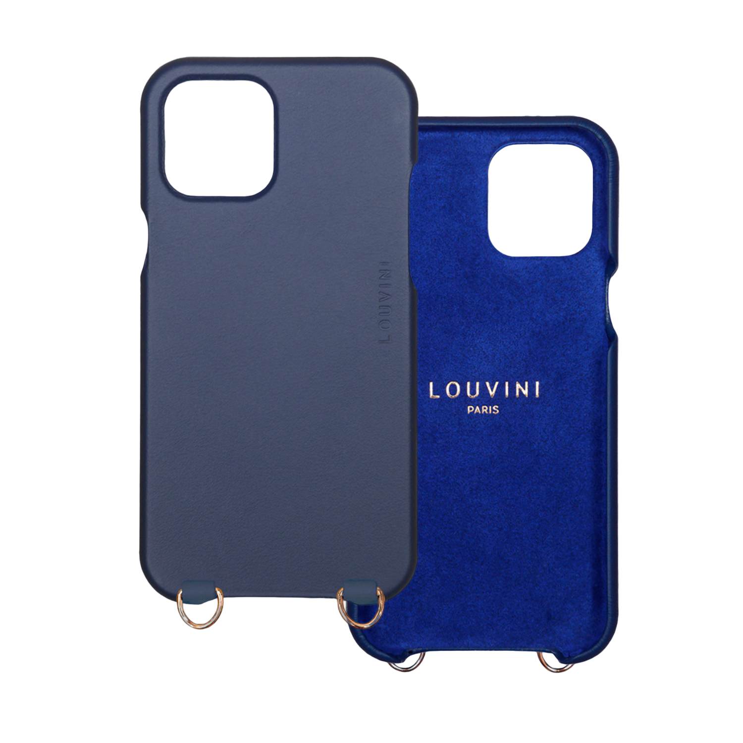 LEATHER IPHONE CASE WITH LOOPS AND MAGSAFE MAX - NAVY