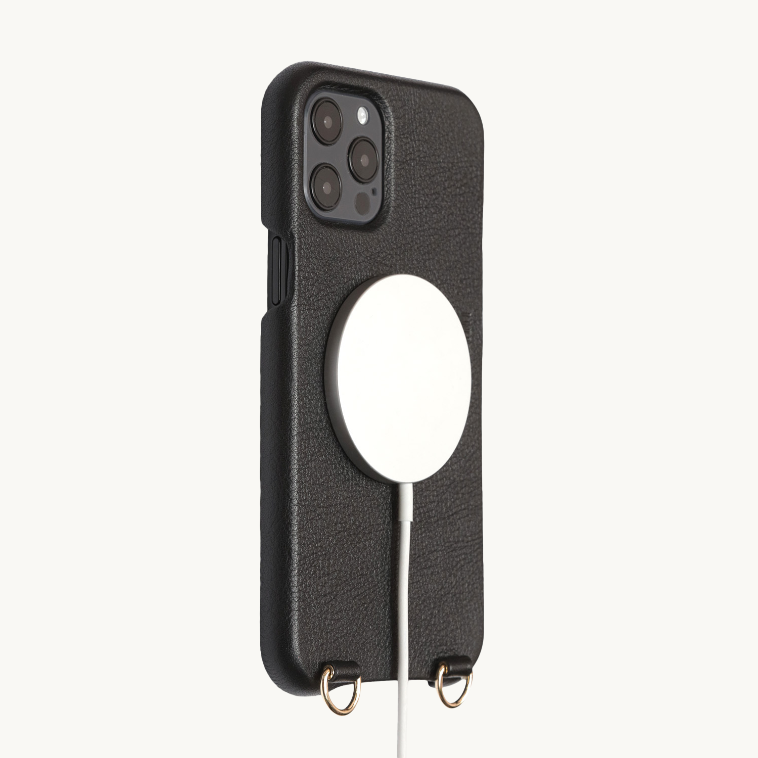 LEATHER IPHONE CASE WITH LOOPS AND MAGSAFE MAX - BLACK